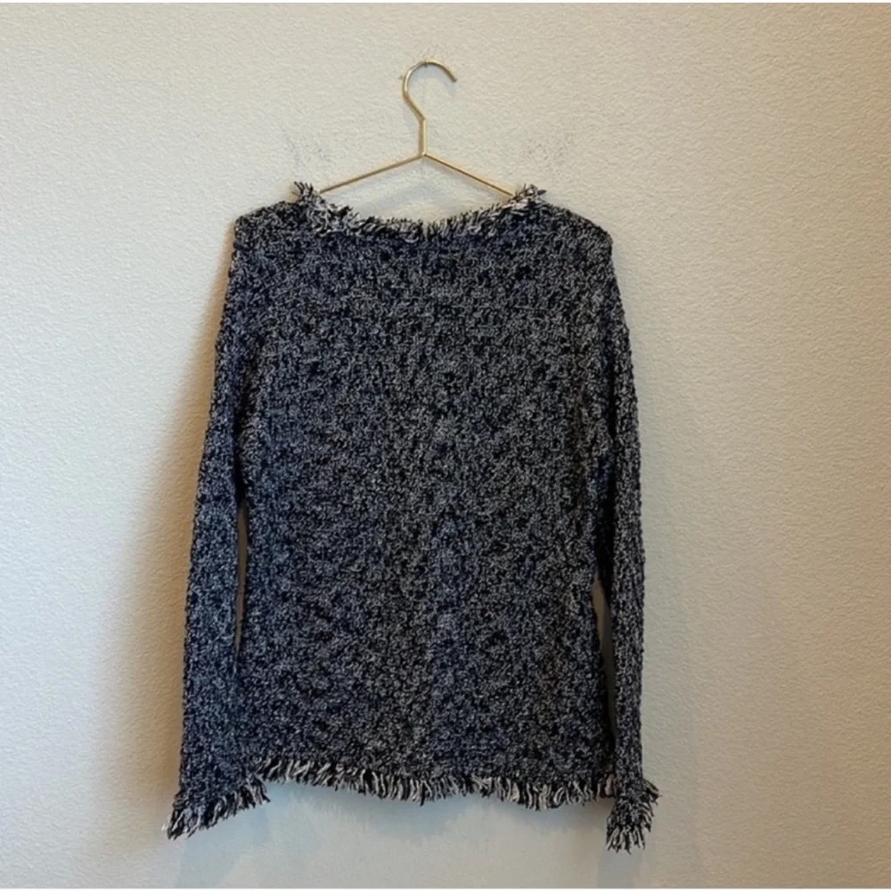 NIC+ZOE Charcoal Fringe Mix Sweater Size Medium
